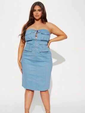 Fast Life Cargo Midi Dress - Blue